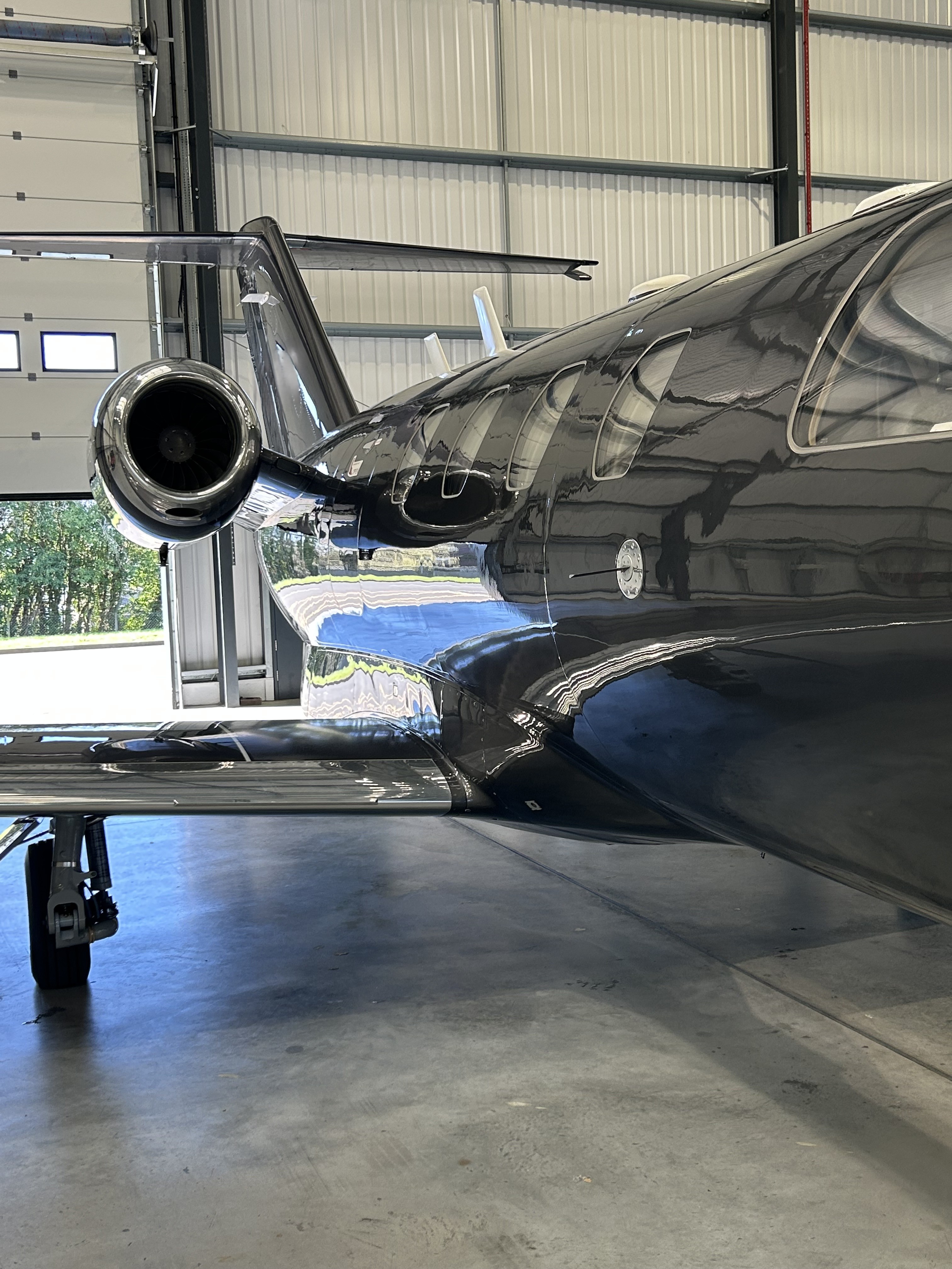 Gleaming aircraft exterior after professional detailing